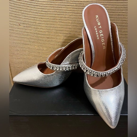 NWT Kurt Geiger London Duke Leather Heeled Pointed Toe Mule in - Main Image